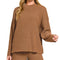 Zenana Round Neck Knit Top and Shorts Sweater Set