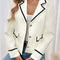 Contrast Trim Button-Up Blazer
