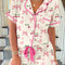 Printed Button Up Short Sleeve Top and Shorts Lounge Set