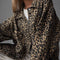 Leopard Button Up Long Sleeve Denim Jacket