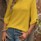 Textured Waffle Knit Three-Quarter Sleeve T-Shirt