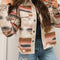 Corduroy Hem Striped Button-Up Jacket