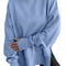 Side Slit Round Neck Long Sleeve Sweatshirt