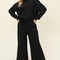 Double Take Full Size Texture Long Sleeve Top and Pants Set