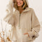 BiBi Stitch Detailed Elastic Hem Half Zip Fleece Hoodie