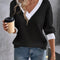 Plus Size V-Neck Long Sleeve Waffle Knit T-Shirt