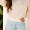 Raw Edge Flower Patch Drop Shoulder Casual Top