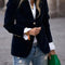 One Button Lapel Collar Long Sleeve Blazer