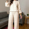 Double Take Texture Long Sleeve Top and Wide Leg Pants Set