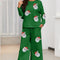 Santa Sequin Round Neck Top and Pants Set