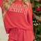 MERRY Round Neck Long Sleeve Top and Shorts Lounge Set