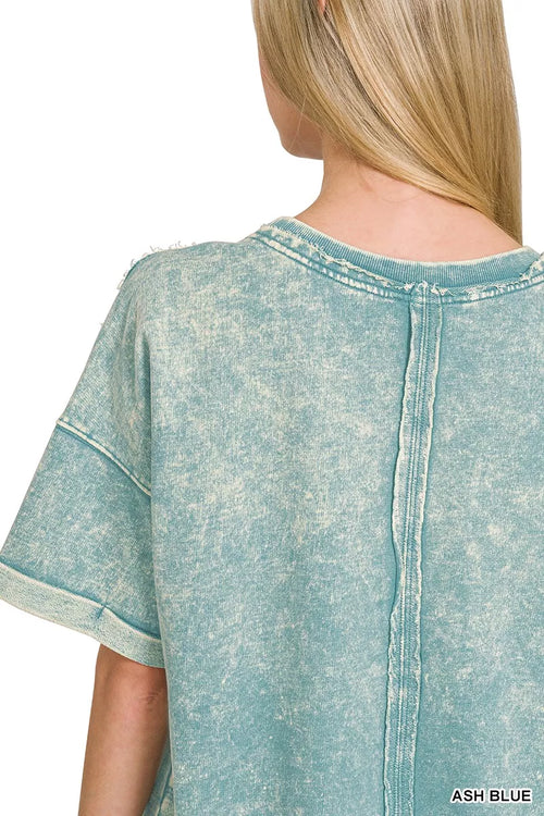 Zenana French Terry Acid Washed T-Shirt