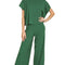 Zenana Viscose Sweater Short Sleeve Top and Pants Set