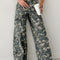 Camo Print Wide Leg Cargo Jeans
