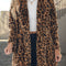 Leopard Collared Neck Coat with Pockets