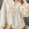 Textured Half Button Collared Sweatshirt